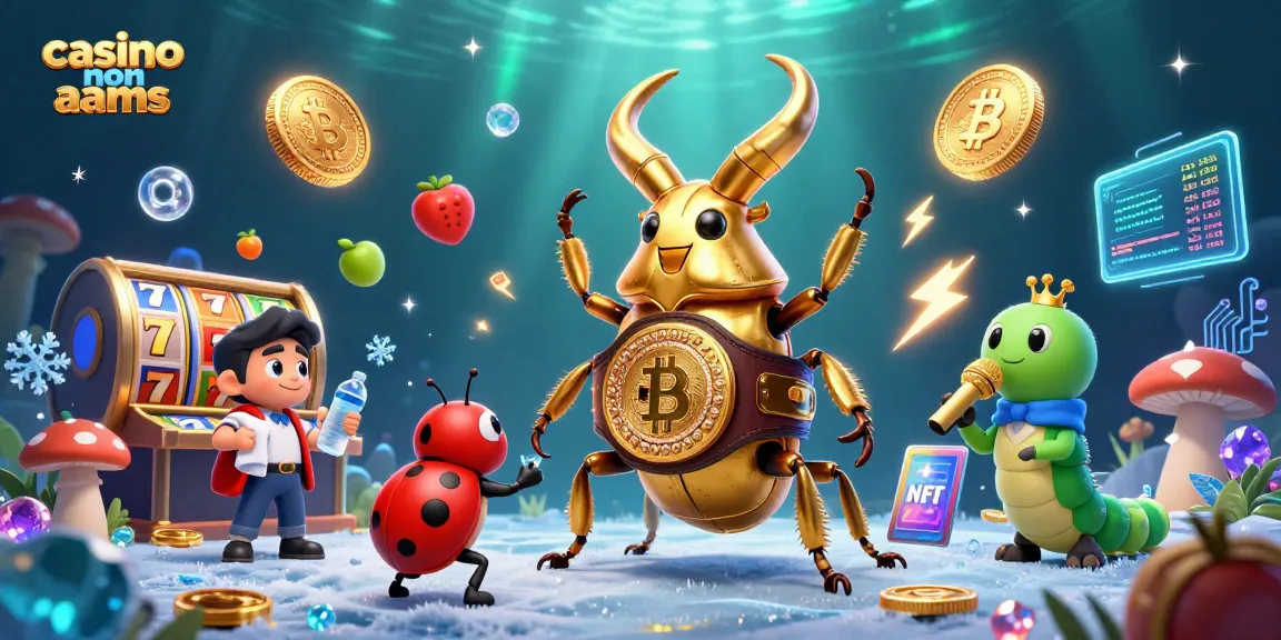 Scopri come vincere nei casino non AAMS con questa affascinante illustrazione 3D che mostra un combattimento tra insetti e simboli di gioco d'azzardo.