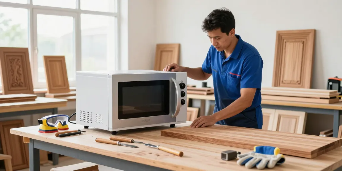 Shashel's microwave technology eliminates wood tarli in an efficient workshop, showcasing restoration tools and a skilled technician.