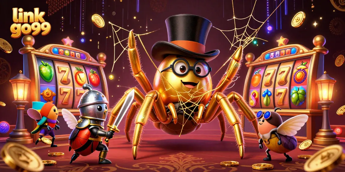 Engage with link go99 for thrilling casino adventures featuring a golden tarantula and playful beetle knight.
