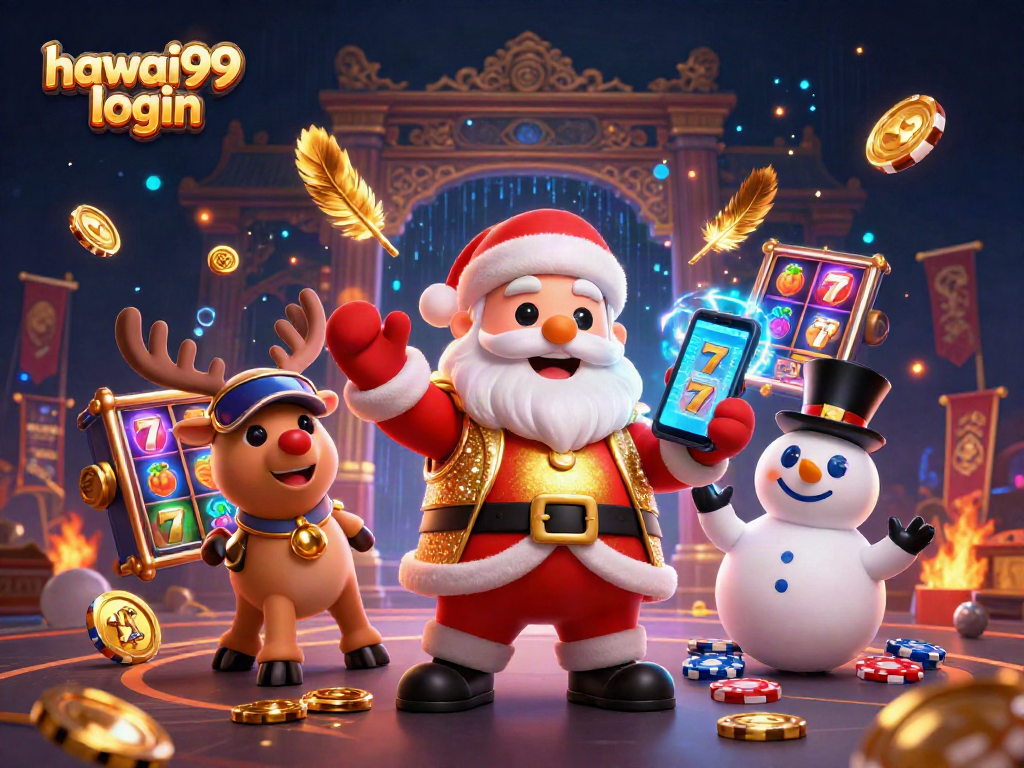 Experience hawai99 login excitement with Santa and friends in a dynamic casino scene.