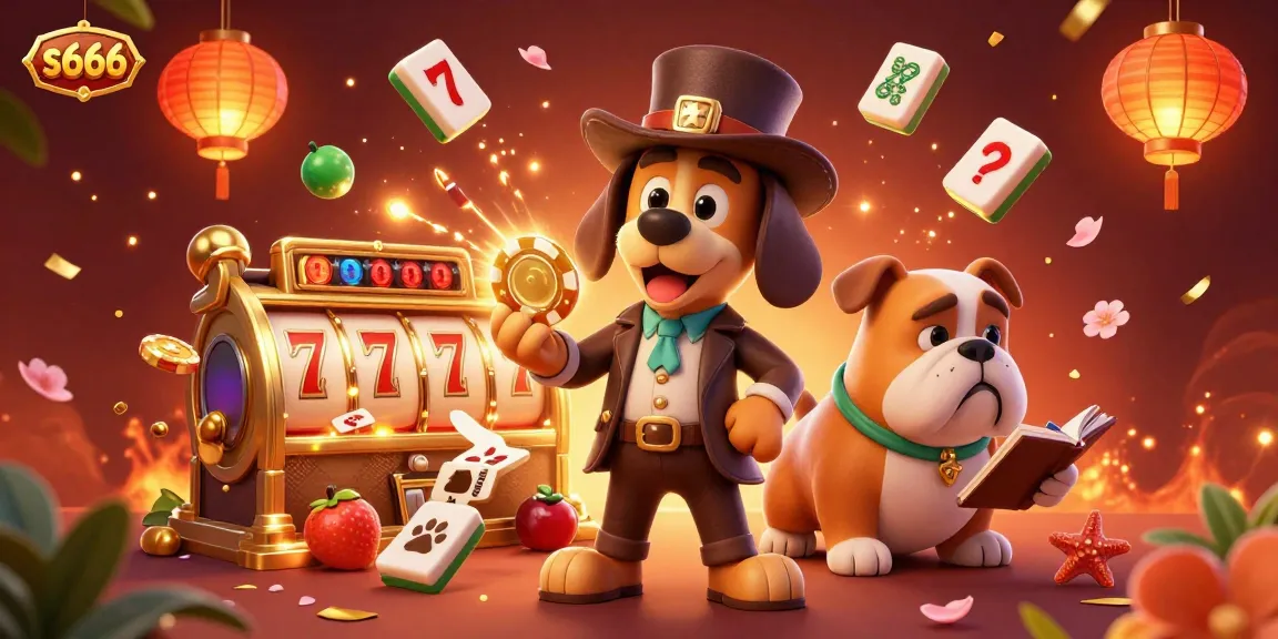 S666 players analyzing golden poker chips amidst vibrant slot machines and festive decor, exploring winning opportunities in gambling.