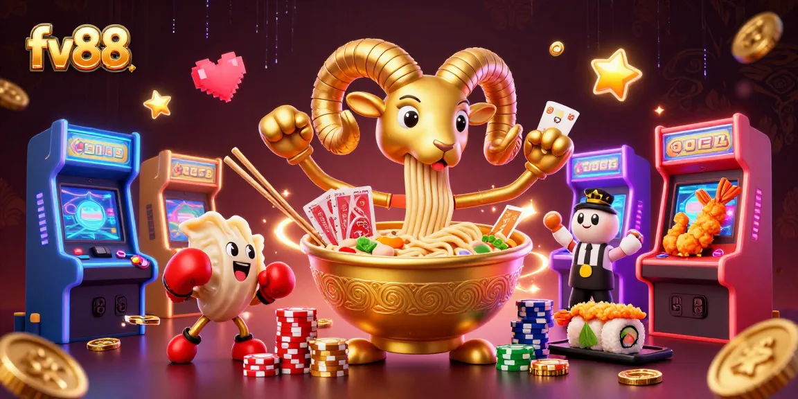 Experience thrilling gameplay with fv88, featuring lively characters in a vibrant casino scene.
