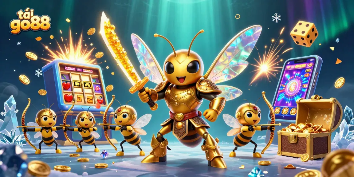Engage with tải go88 through a vibrant 3D scene of casino excitement featuring a giant hornet.