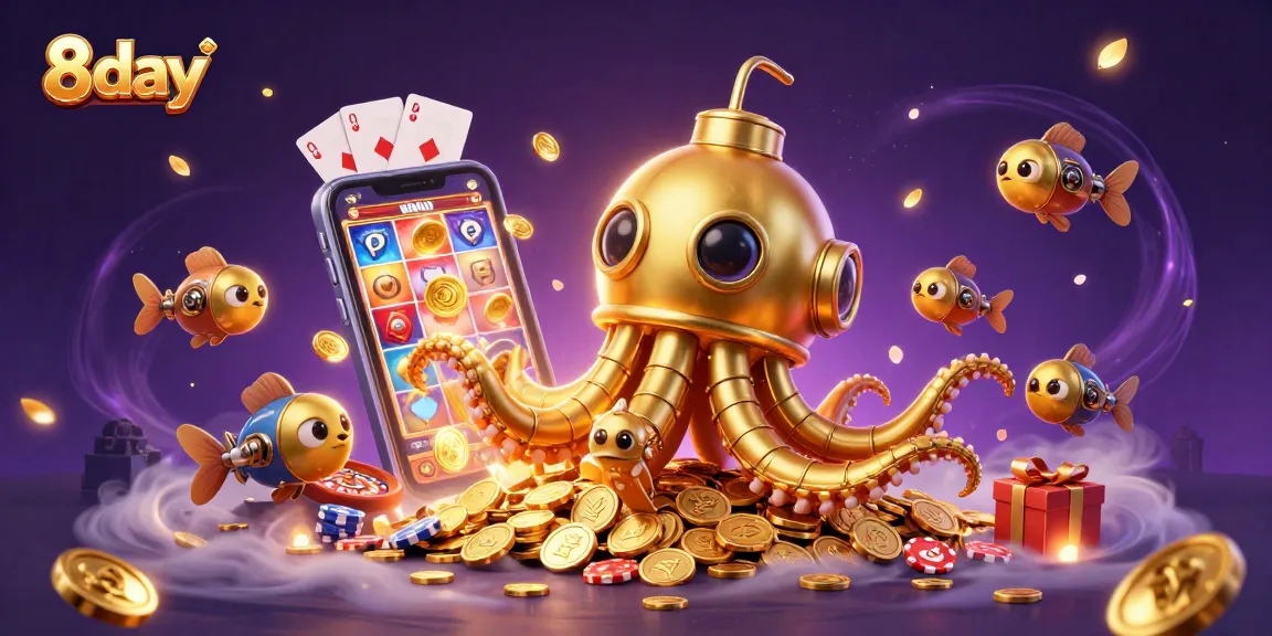 Spin slots and explore treasures with 8day's immersive casino experience, featuring vibrant games.
