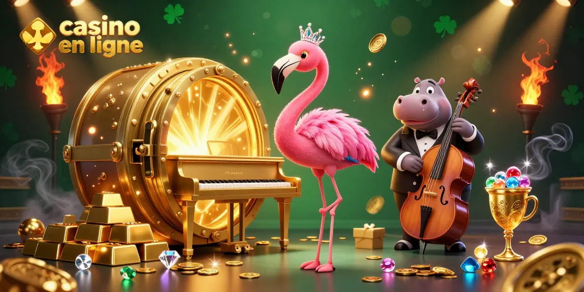 Profitez de l’ambiance électrisante du casino en ligne avec cette illustration colorée d'un chanteur et de son groupe