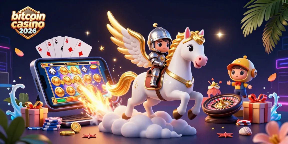 Gioca nei migliori bitcoin casino 2026 con un cavallo celestiale e simboli di gioco vivaci.