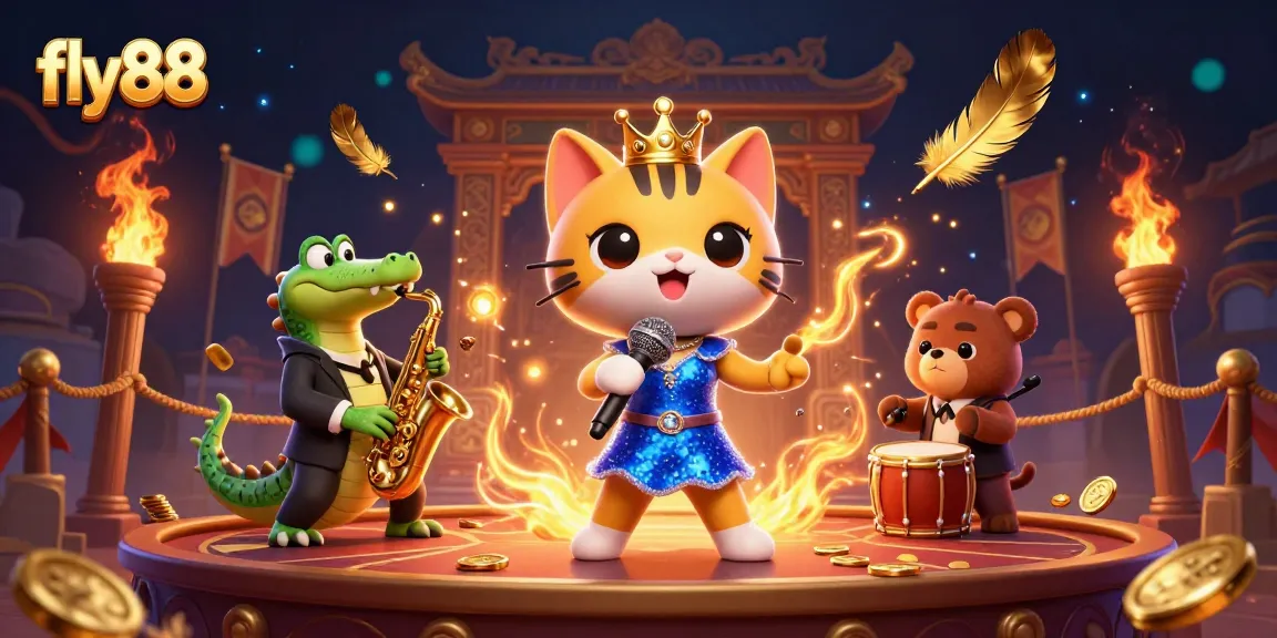 Experience dynamic gaming excitement with fly88's entertaining casino scene featuring vibrant characters.
