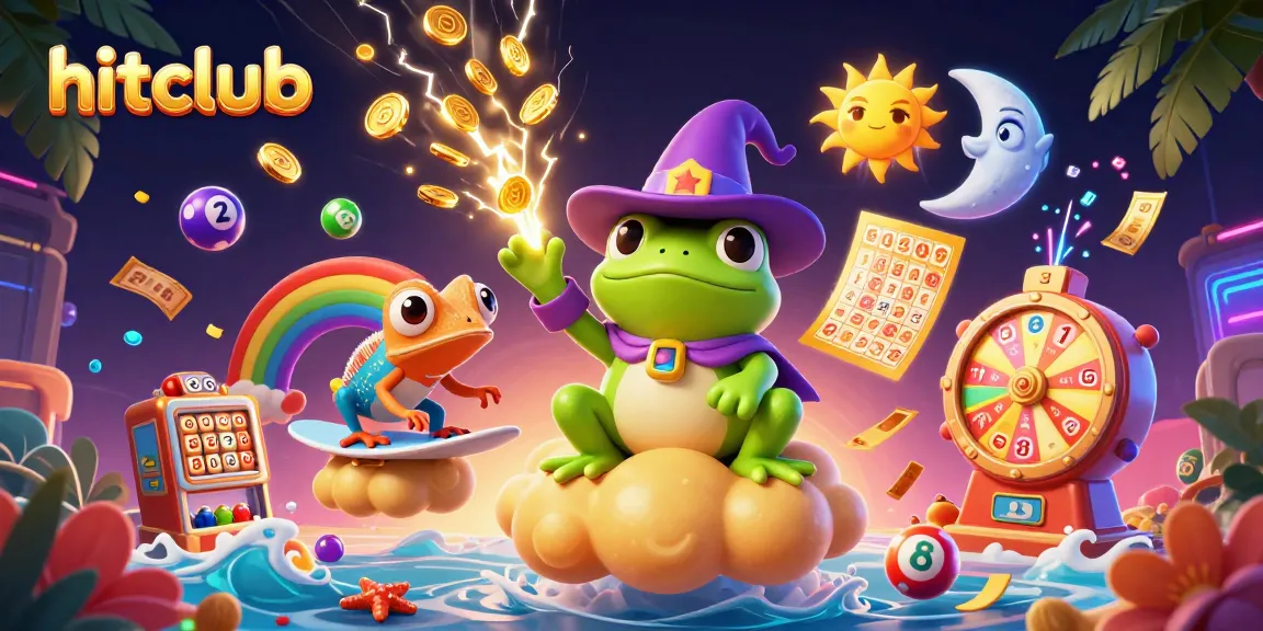 Hitclub offers exciting gaming opportunities with a thrilling scene of vibrant elements in an animated casino world.