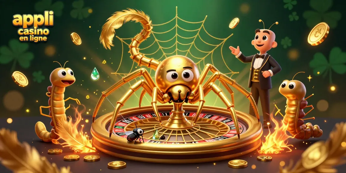 Appli casino en ligne : pari intense avec une araignée d'or et des éléments de jeu autour