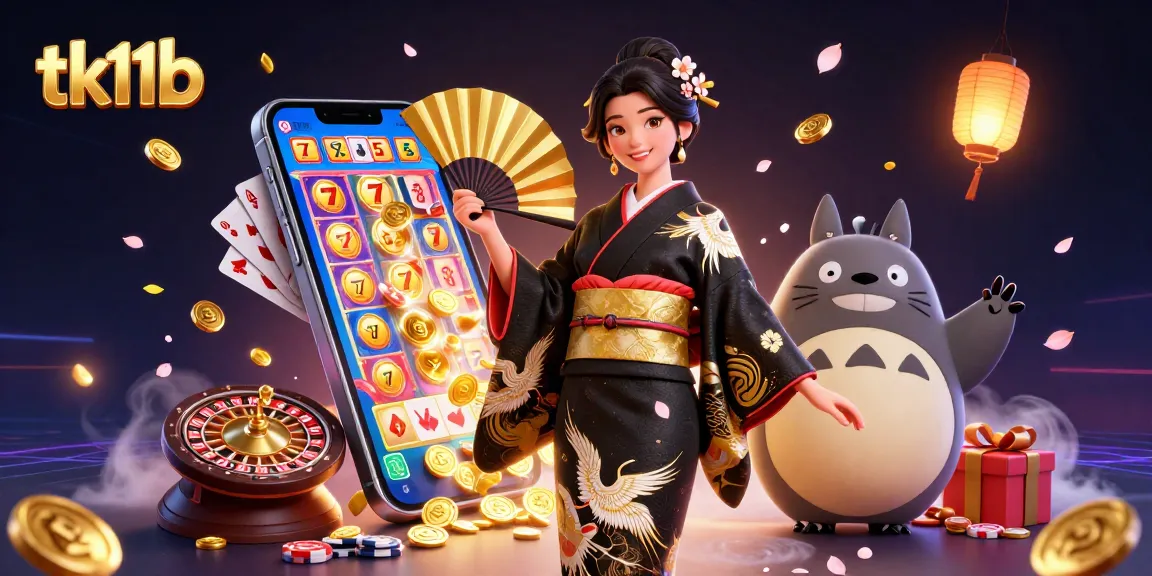 Experience top online games with tk11b, featuring a vibrant 3D casino scene full of action and rewards.