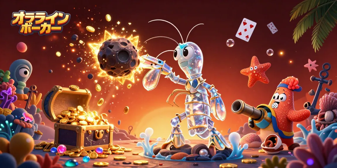 オンラインポーカーをマスターするための3Dイラスト、宝石やコインと共に宇宙のサムライが奮闘中