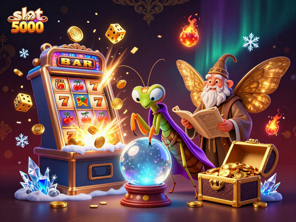 Experience thrilling wins with slot depo 5000 in a vibrant 3D casino scene.