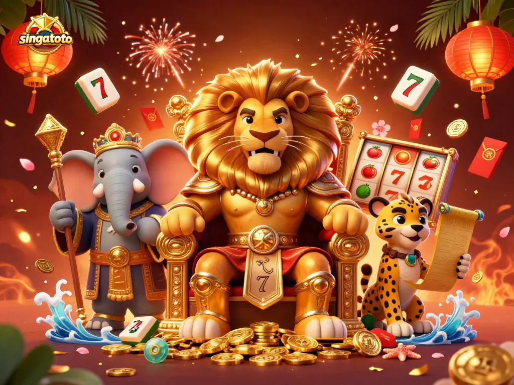 Engage in thrilling gameplay on singatoto with vibrant slot machines and colorful casino symbols.