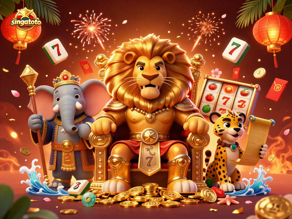 Engage in thrilling gameplay on singatoto with vibrant slot machines and colorful casino symbols.