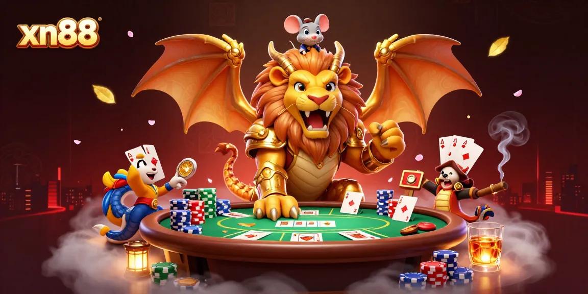 Engage in thrilling gameplay at xn88 while a chimera creature and mouse jockey conquer the casino world.
