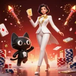 Hit your jackpot in a vibrant casino scene featuring cards, golden coins, and atmospheric lanterns.
