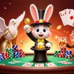 Hitclubs players enjoying dynamic poker showdown with coins and chips in vibrant casino scene.