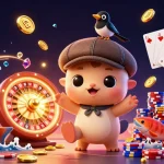 Jouez aux machines à sous dans un casino en ligne français avec des personnages colorés et des éléments de jeu.