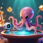 Engage with lu88's vibrant 3D alien casino scene featuring a dynamic poker table and thrilling game elements.