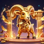 Engage with the iwin club featuring a golden ram in a dynamic casino arena illustration.
