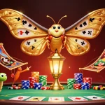 Gioca al casino non aams con questa illustrazione di un falena 3D e tavolo da poker lunare.