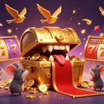 Experience gacor action with a treasure chest and winning slots amidst a wealth of dynamic casino elements.