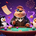 Jouer au casino en ligne avec un morse élégant et ses amis dans une scène ludique.