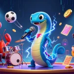 NagaCor 181 showcases an electric eel DJing in an underwater casino with vibrant, dynamic gambling elements.
