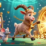 Experience the thrill of gaming with 007WIN's lively casino scene featuring a playful Krampus goat and mischievous gremlins.