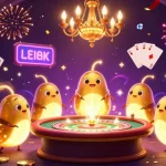 Engage with Nhà cái uy tín through a vibrant 3D casino scene filled with golden coins and glowing characters.